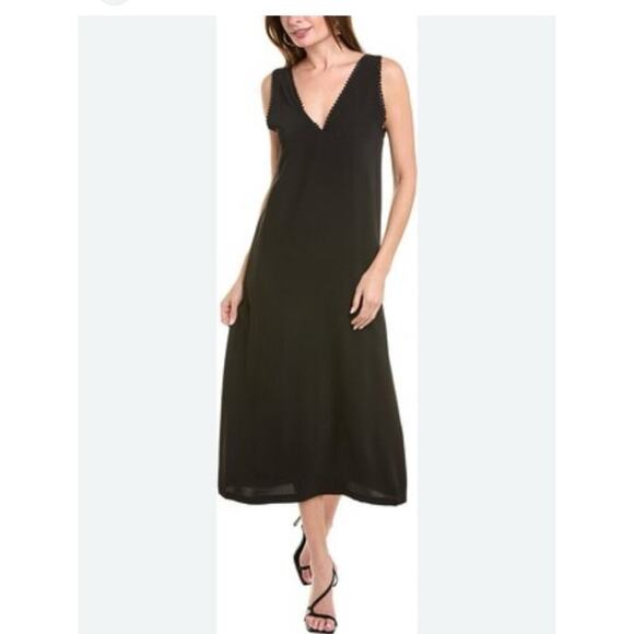NWT The Kooples XS Black Lace Trim Midi Dress Slip-On $265 - Picture 3 of 6